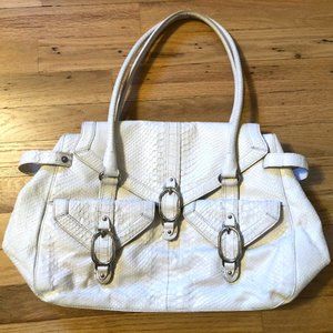 Cole Hann Trinity Python Print White Leather Handbag